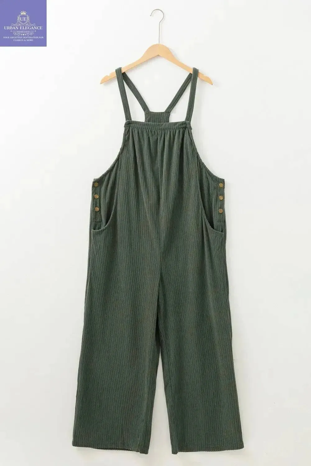 Jungle Green Corduroy Plus Size Overall