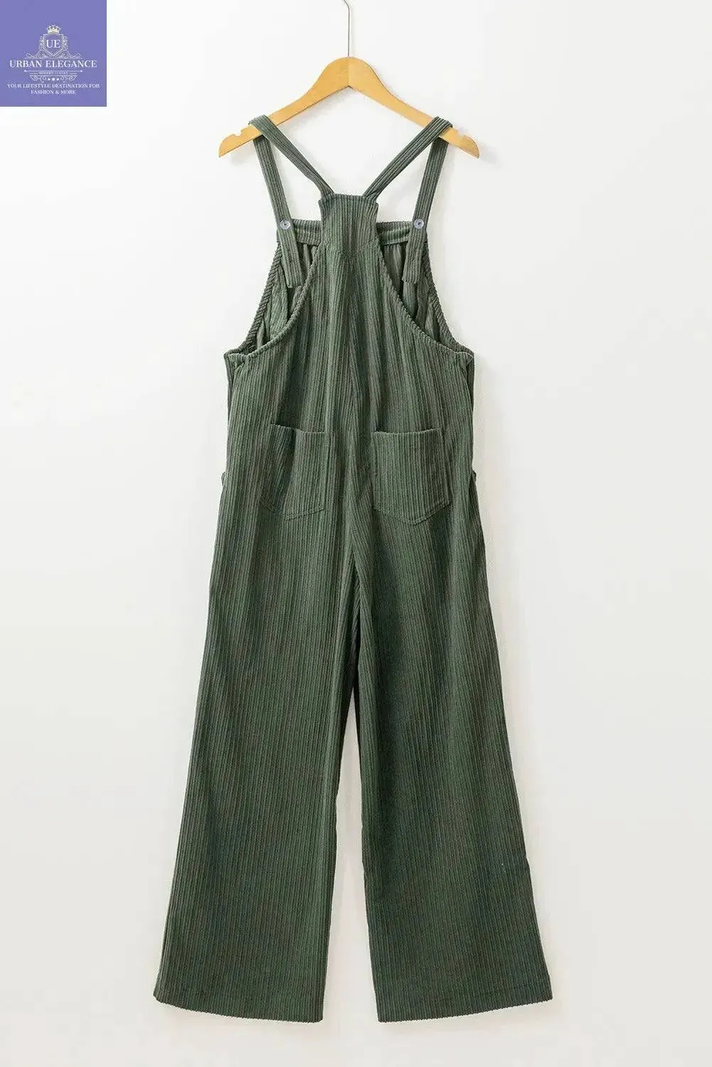 Jungle Green Corduroy Plus Size Overall