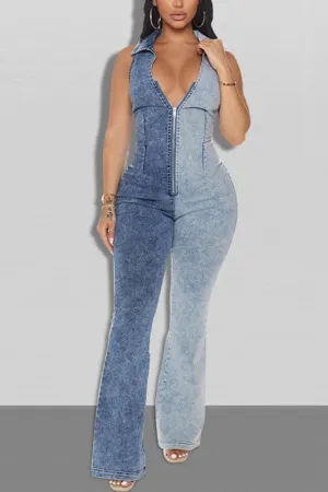 JZ094 Sleeveless Denim Jumpsuits