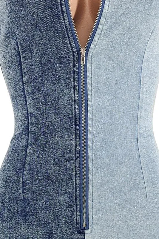 JZ094 Sleeveless Denim Jumpsuits