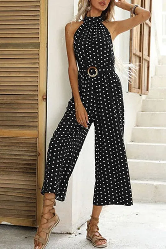 JZ636 Dot High Neck Jumpsuit