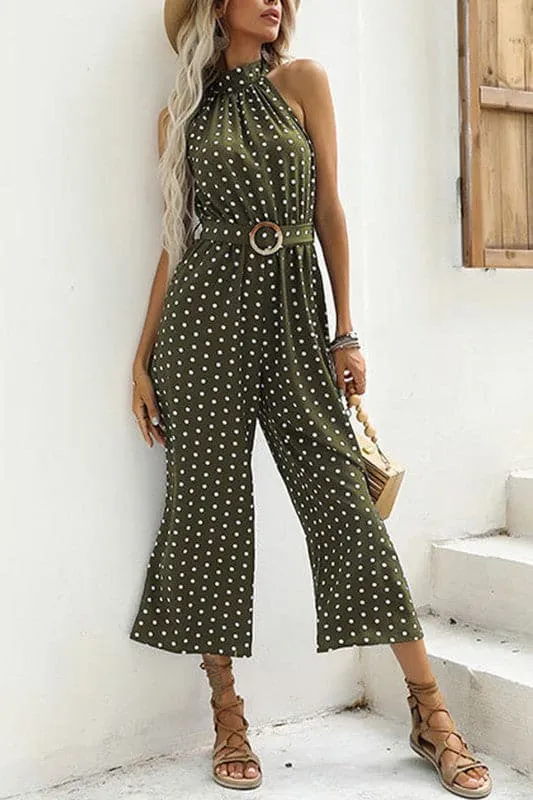 JZ636 Dot High Neck Jumpsuit