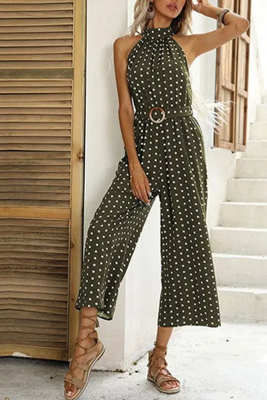 JZ636 Dot High Neck Jumpsuit