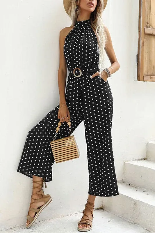 JZ636 Dot High Neck Jumpsuit