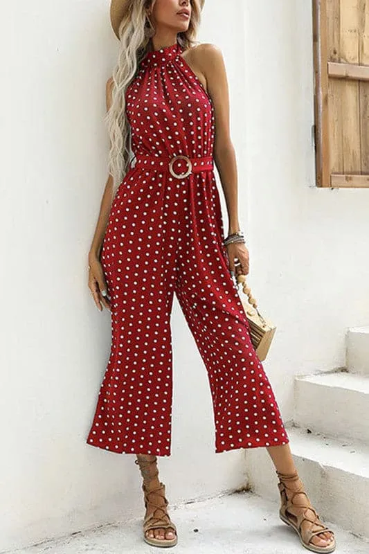 JZ636 Dot High Neck Jumpsuit