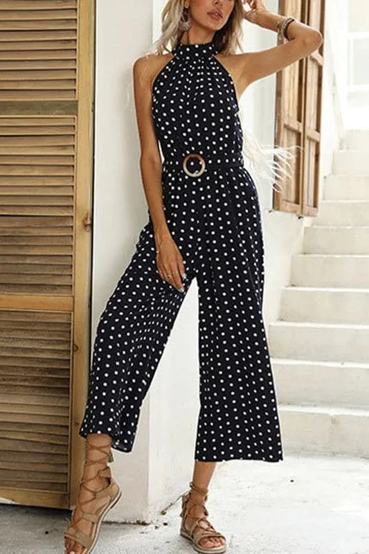 JZ636 Dot High Neck Jumpsuit