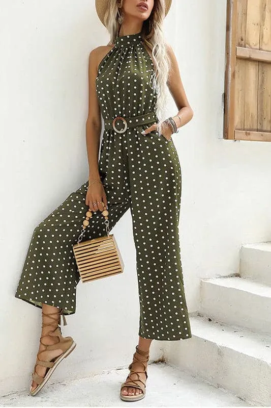 JZ636 Dot High Neck Jumpsuit