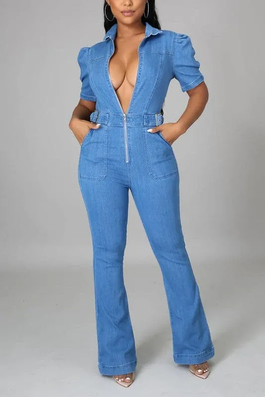 JZ731 V Neck Long Sleeves Bodycon Jumpsuit