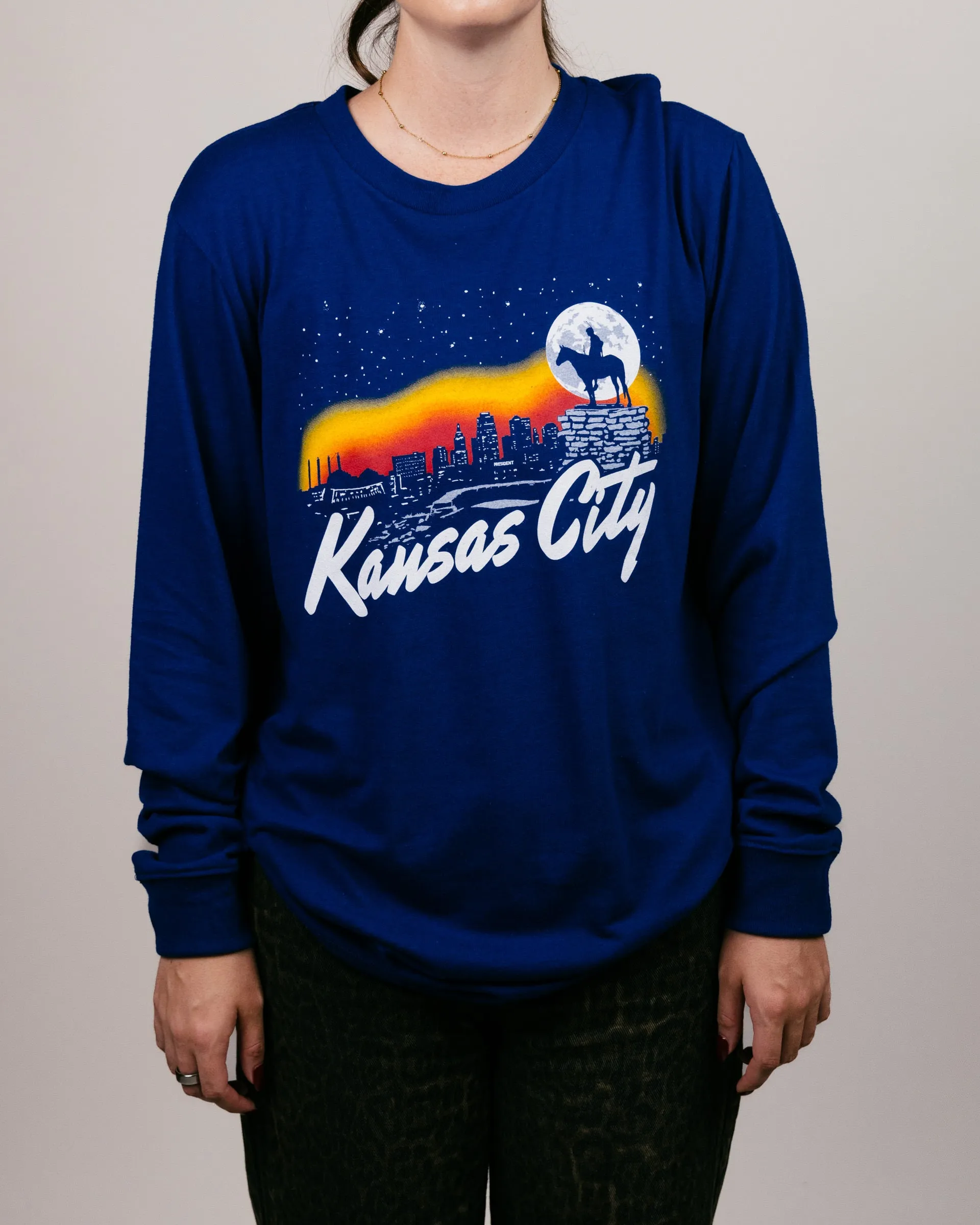 Kansas City Nightlife Navy Long Sleeve T-Shirt