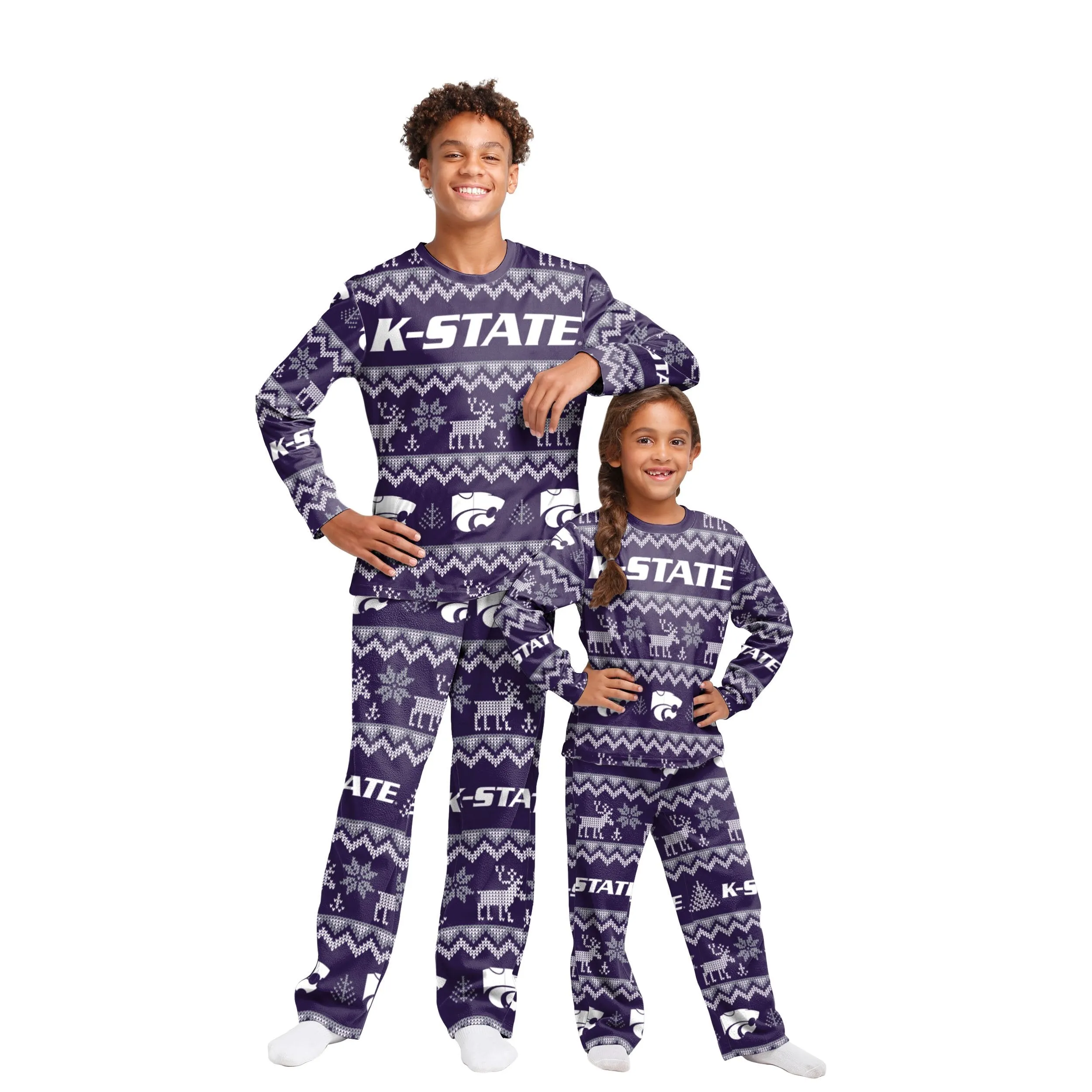 Kansas State Wildcats NCAA Ugly Pattern Family Holiday Pajamas