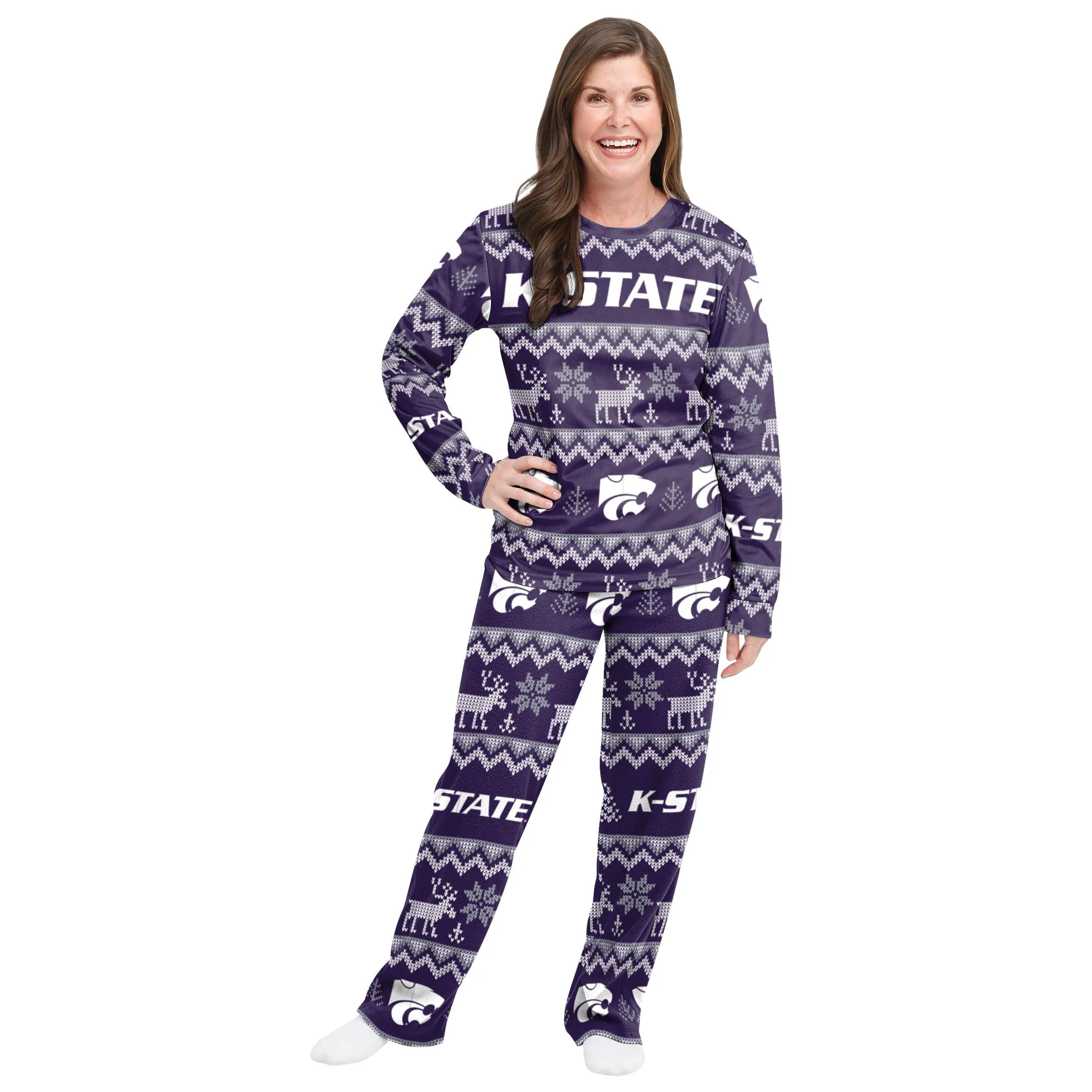 Kansas State Wildcats NCAA Ugly Pattern Family Holiday Pajamas