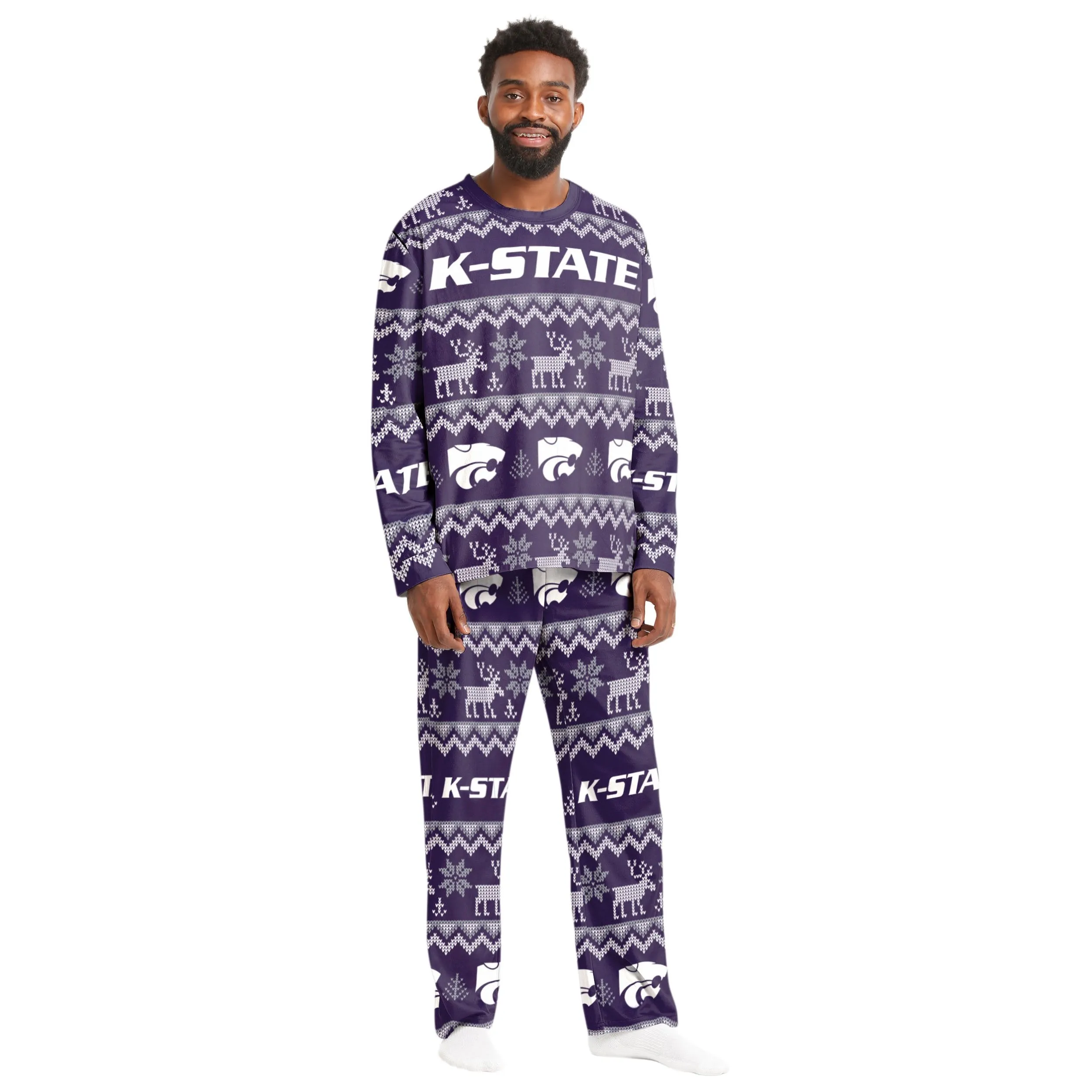 Kansas State Wildcats NCAA Ugly Pattern Family Holiday Pajamas