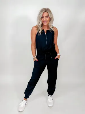 Keeping Up Active Jumpsuit, Black