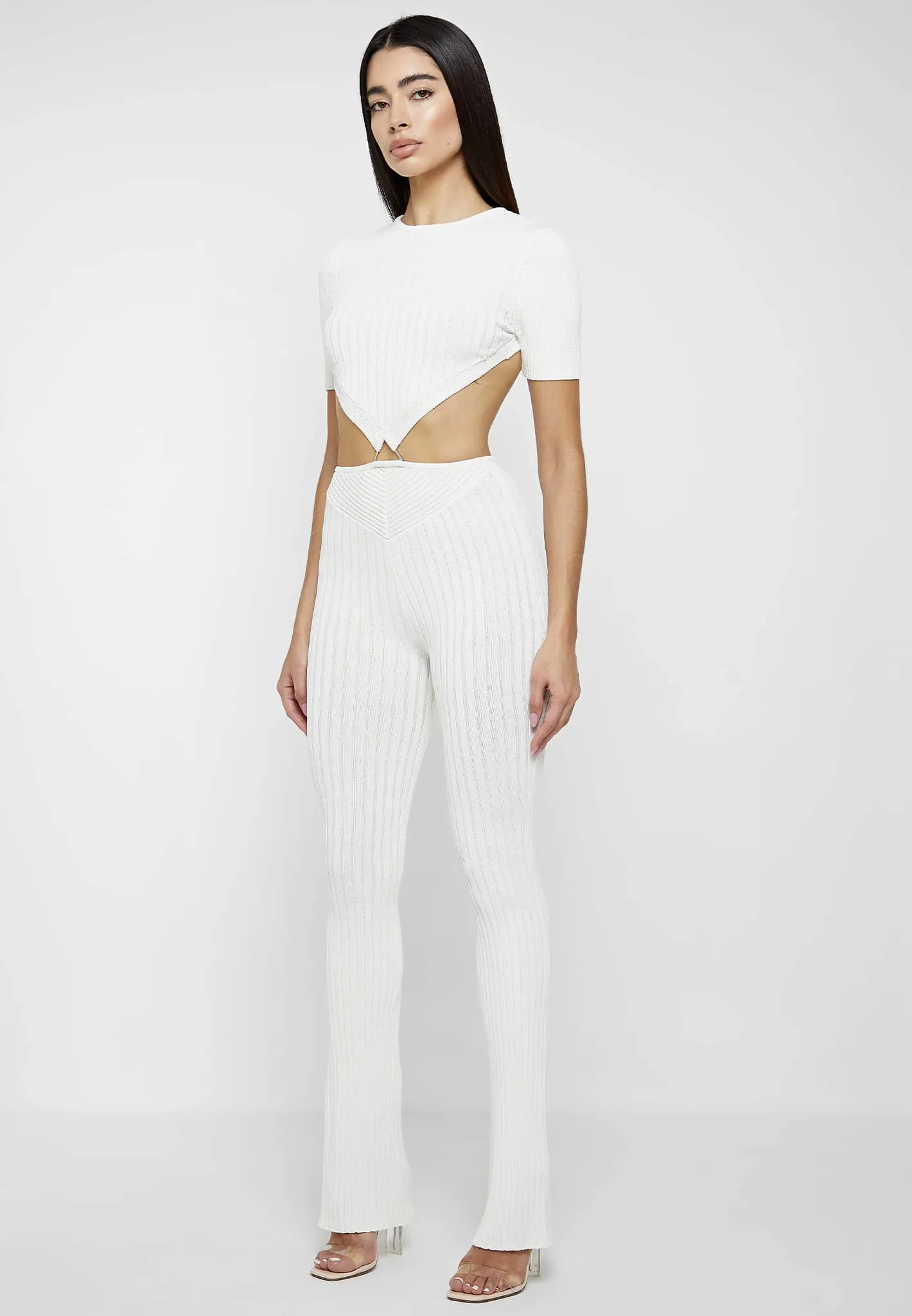 Knitted Backless Jumpsuit - Off White