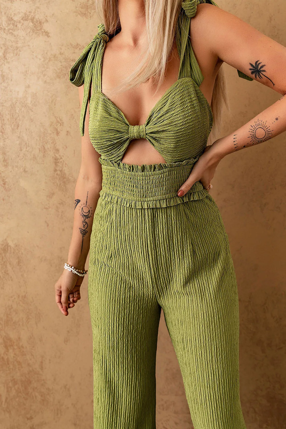 Knotted Front with Keyhole Jumpsuit