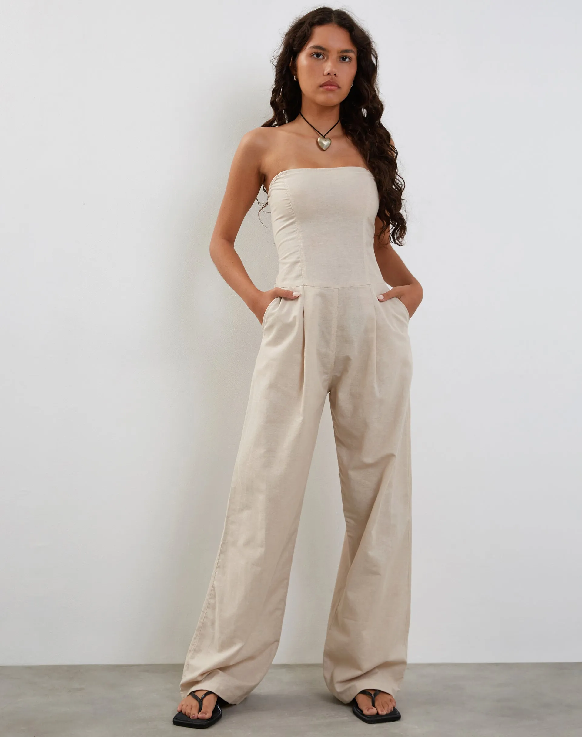 Kyaria Bandeau Jumpsuit in Ecru