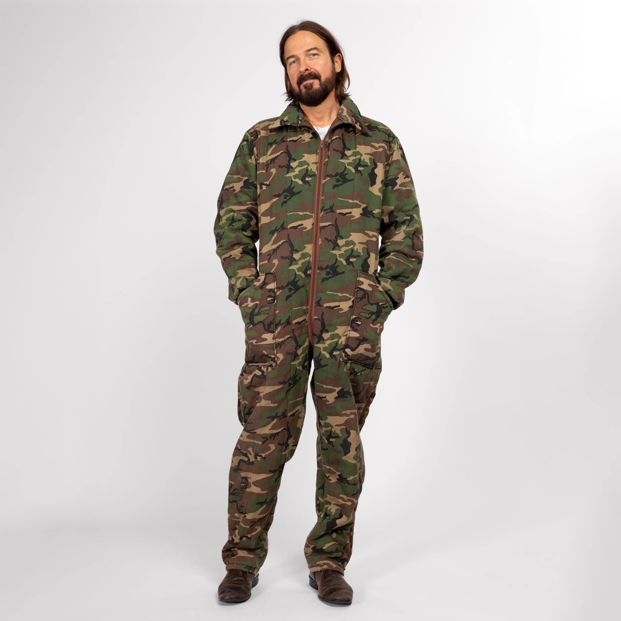 Large 70s Camouflage Quilted Coveralls