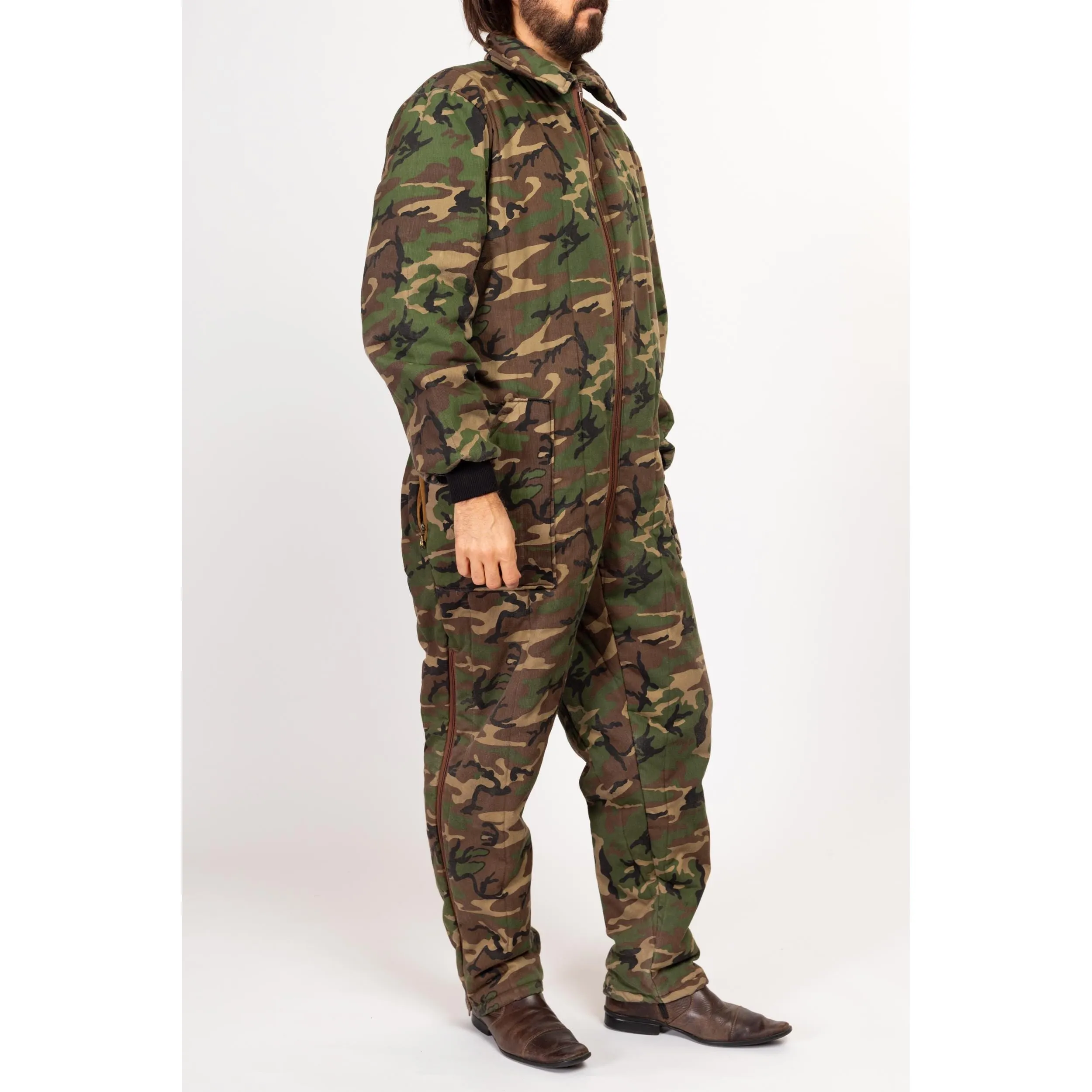 Large 70s Camouflage Quilted Coveralls