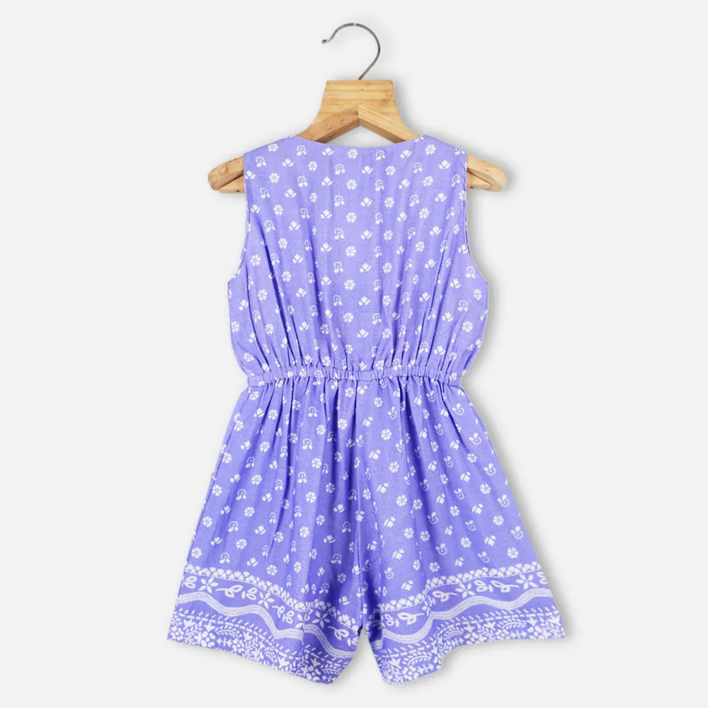 Lavender & Pink Floral Printed Sleeveless Jumpsuit