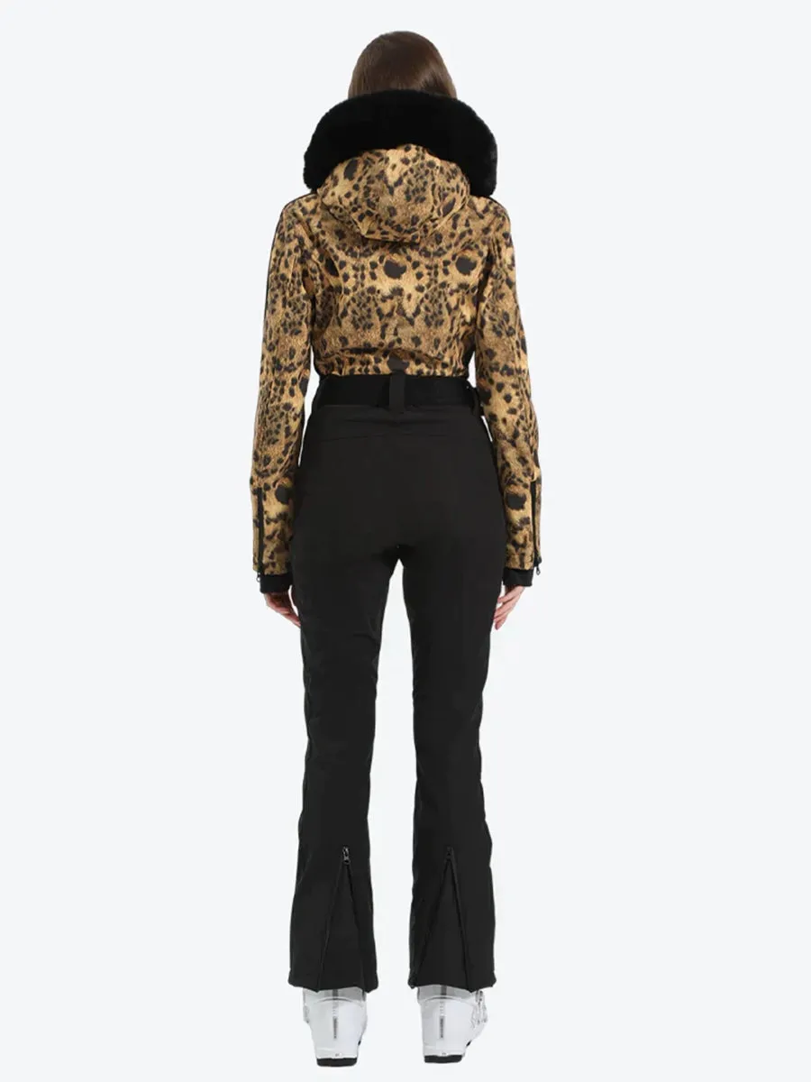 Leopard Slim One Piece Ski Suit Jumpsuit