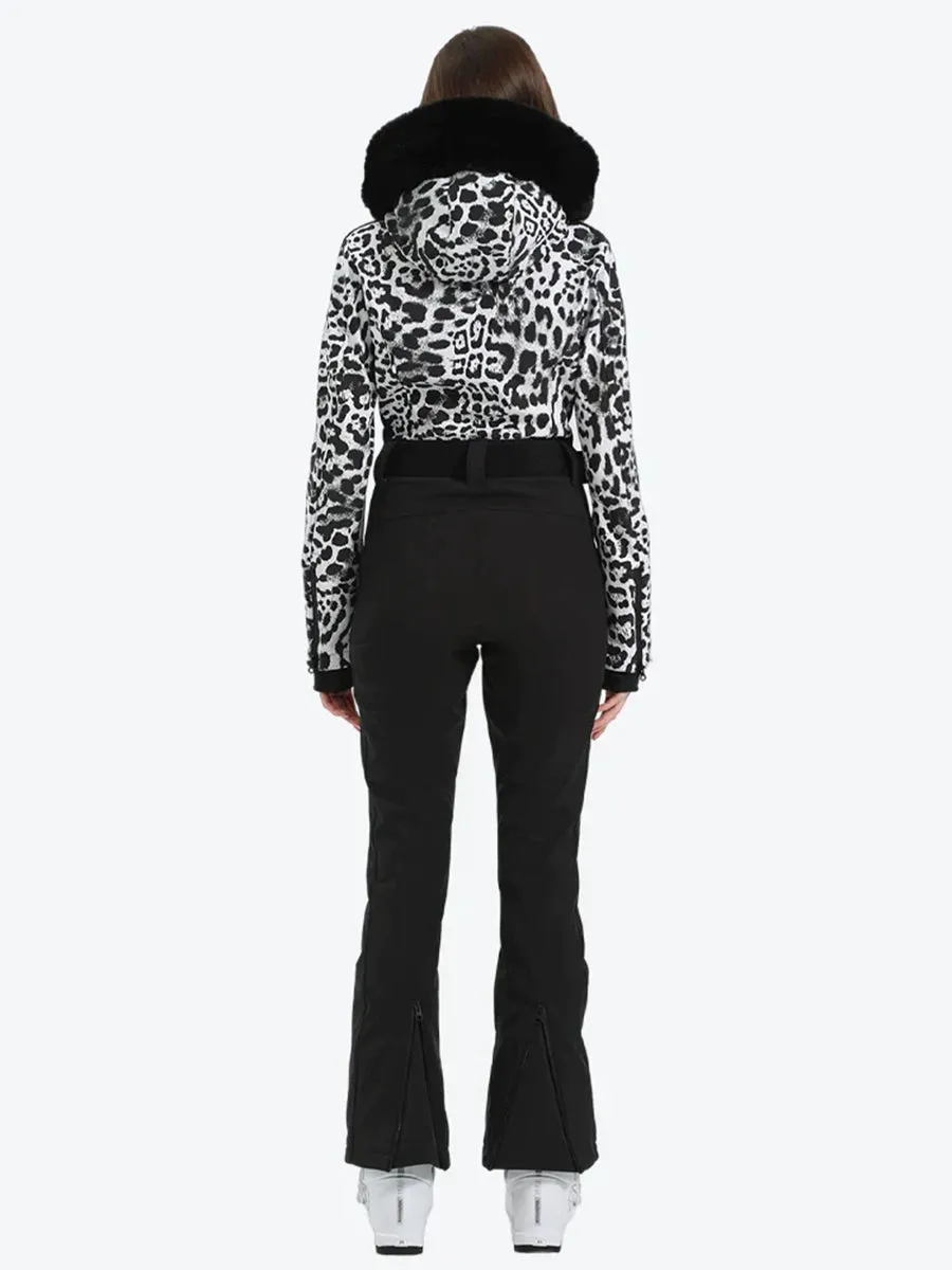 Leopard Slim One Piece Ski Suit Jumpsuit