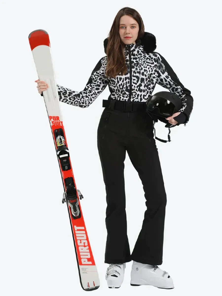 Leopard Slim One Piece Ski Suit Jumpsuit