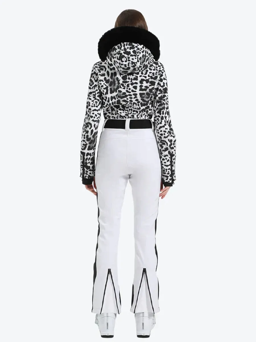 Leopard Slim One Piece Ski Suit Jumpsuit