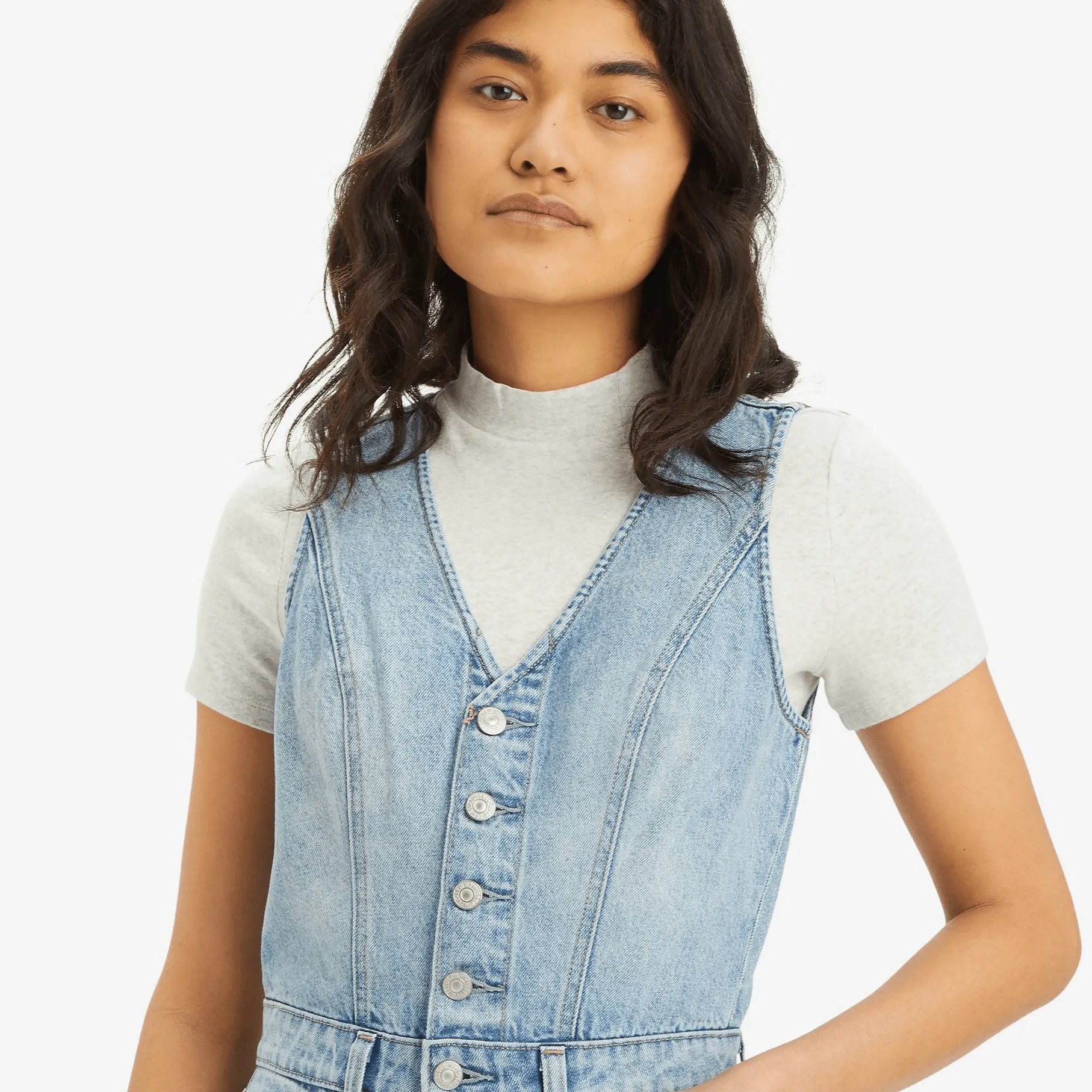 Levi's Denim Wide Leg Jumpsuit In Blue