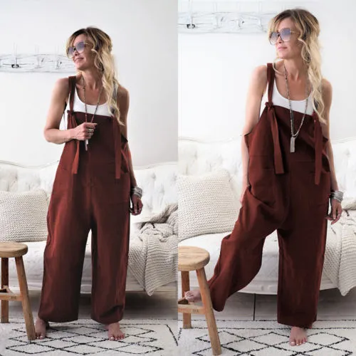 Linen Solid Pockets Jumpsuit