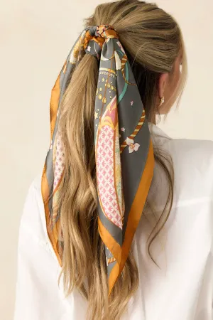 Little Too Late Slate Grey Multi Print Scarf