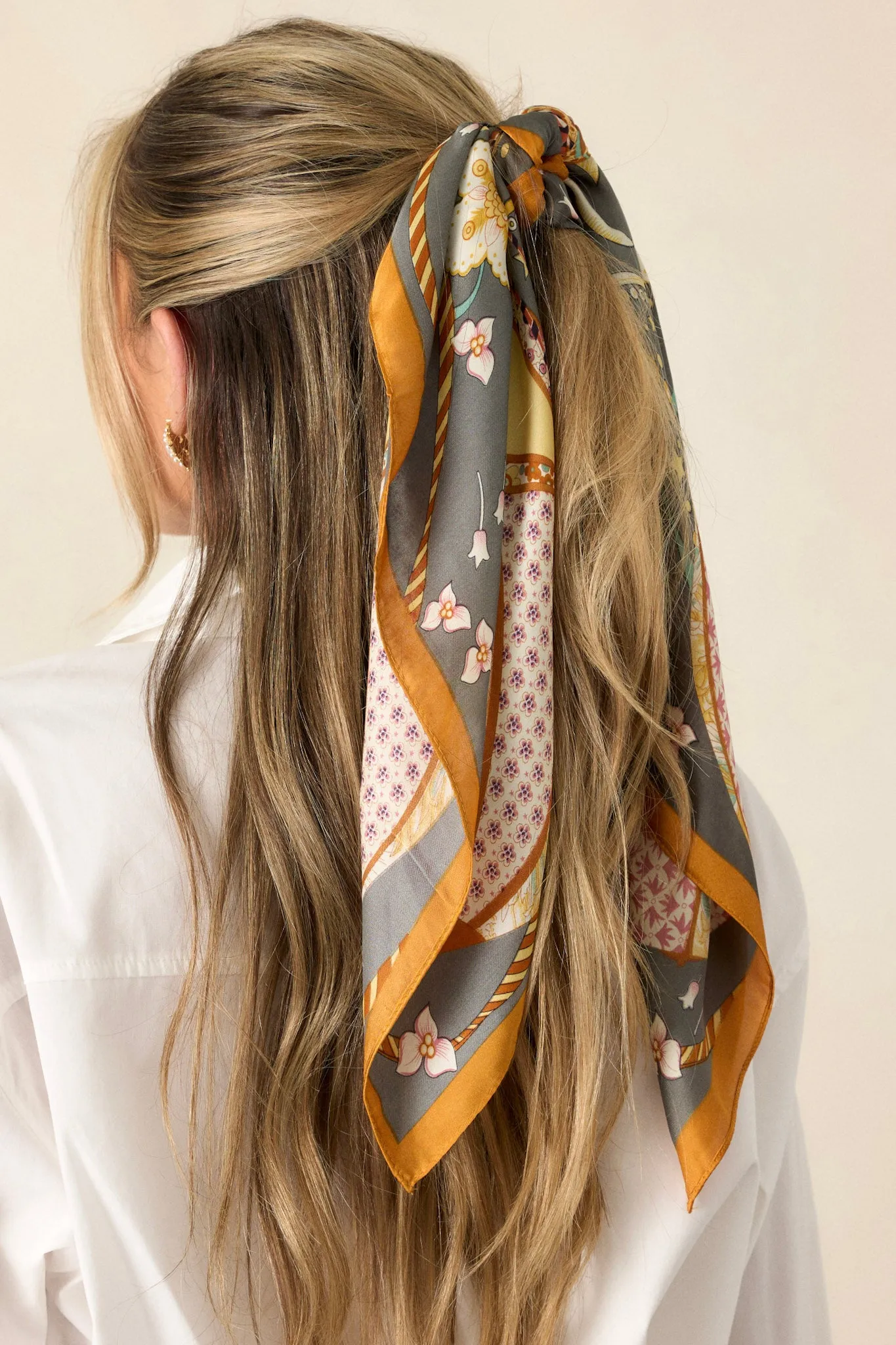 Little Too Late Slate Grey Multi Print Scarf