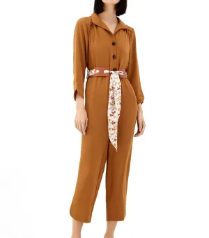 Long Fluid Jumpsuit Brown