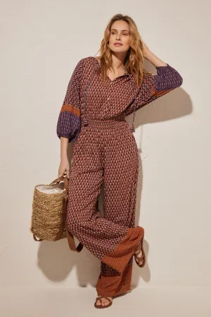 Long patchwork jumpsuit