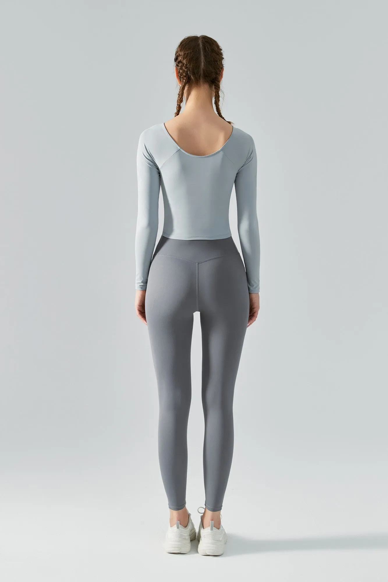 Long Sleeve Front Tie Wrap Detailing Yoga Top