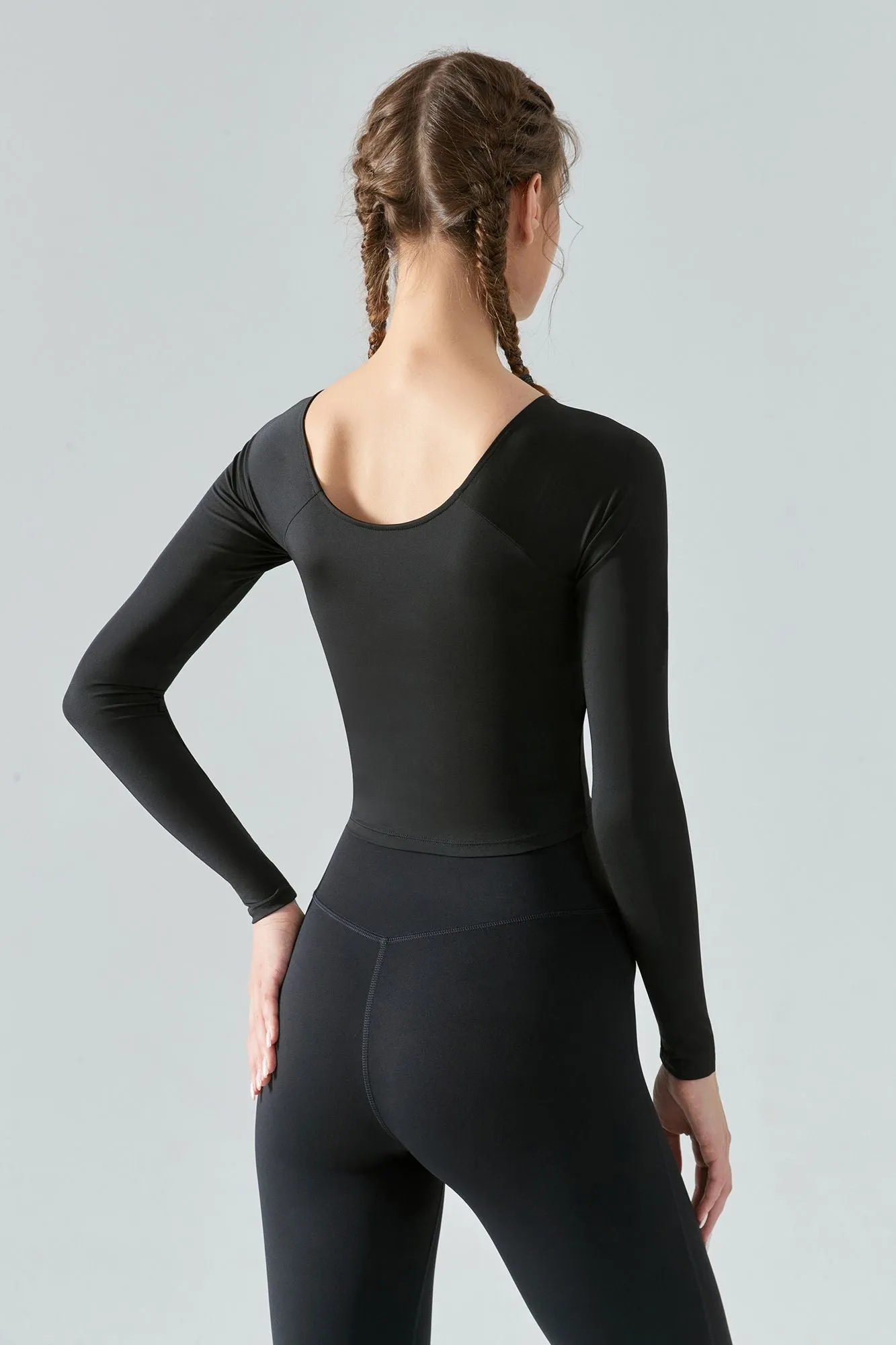 Long Sleeve Front Tie Wrap Detailing Yoga Top