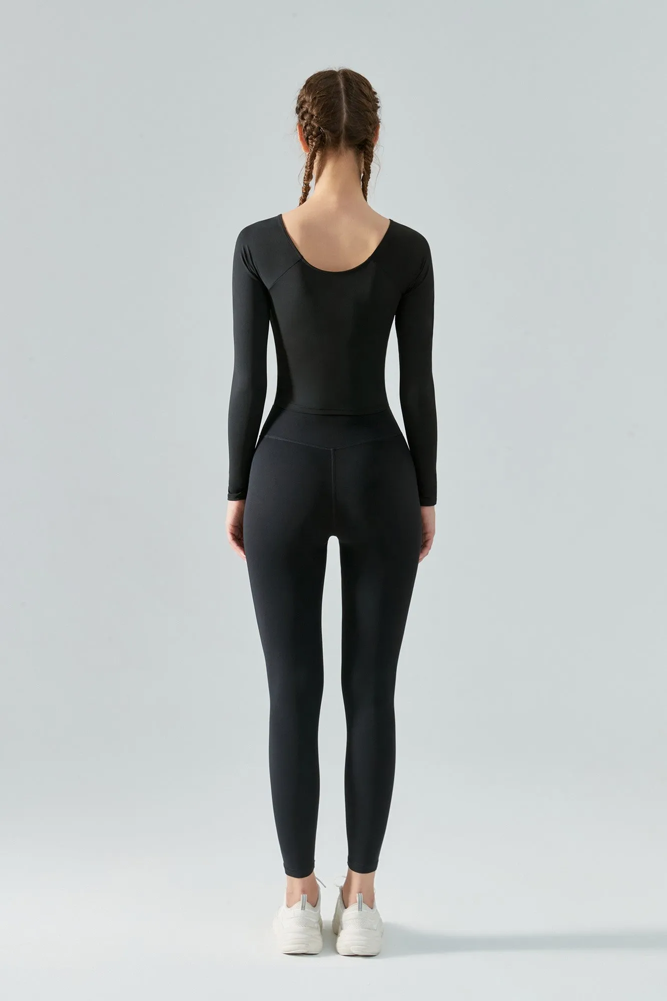 Long Sleeve Front Tie Wrap Detailing Yoga Top