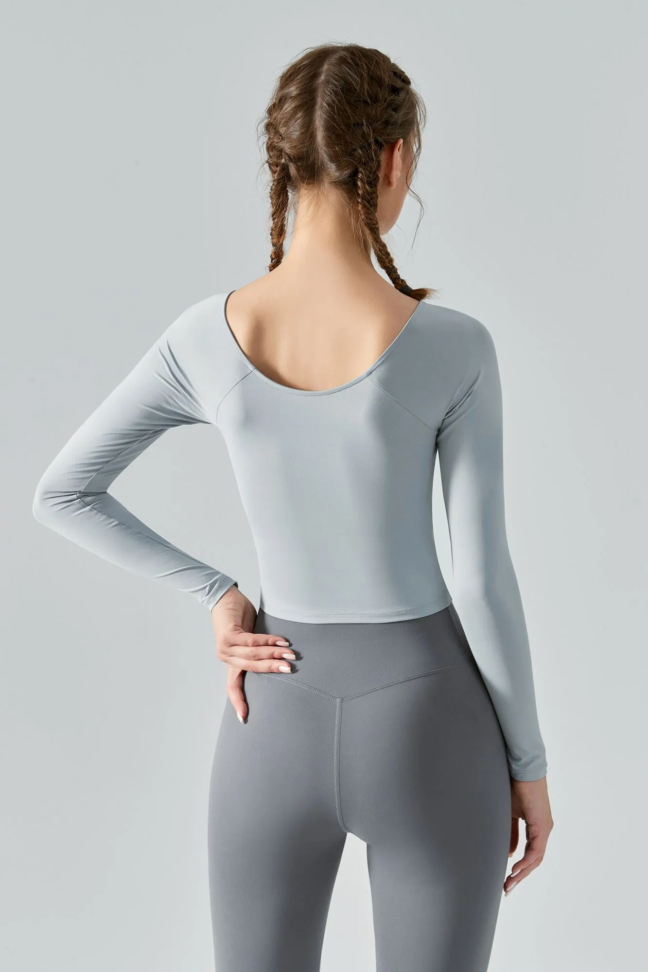 Long Sleeve Front Tie Wrap Detailing Yoga Top