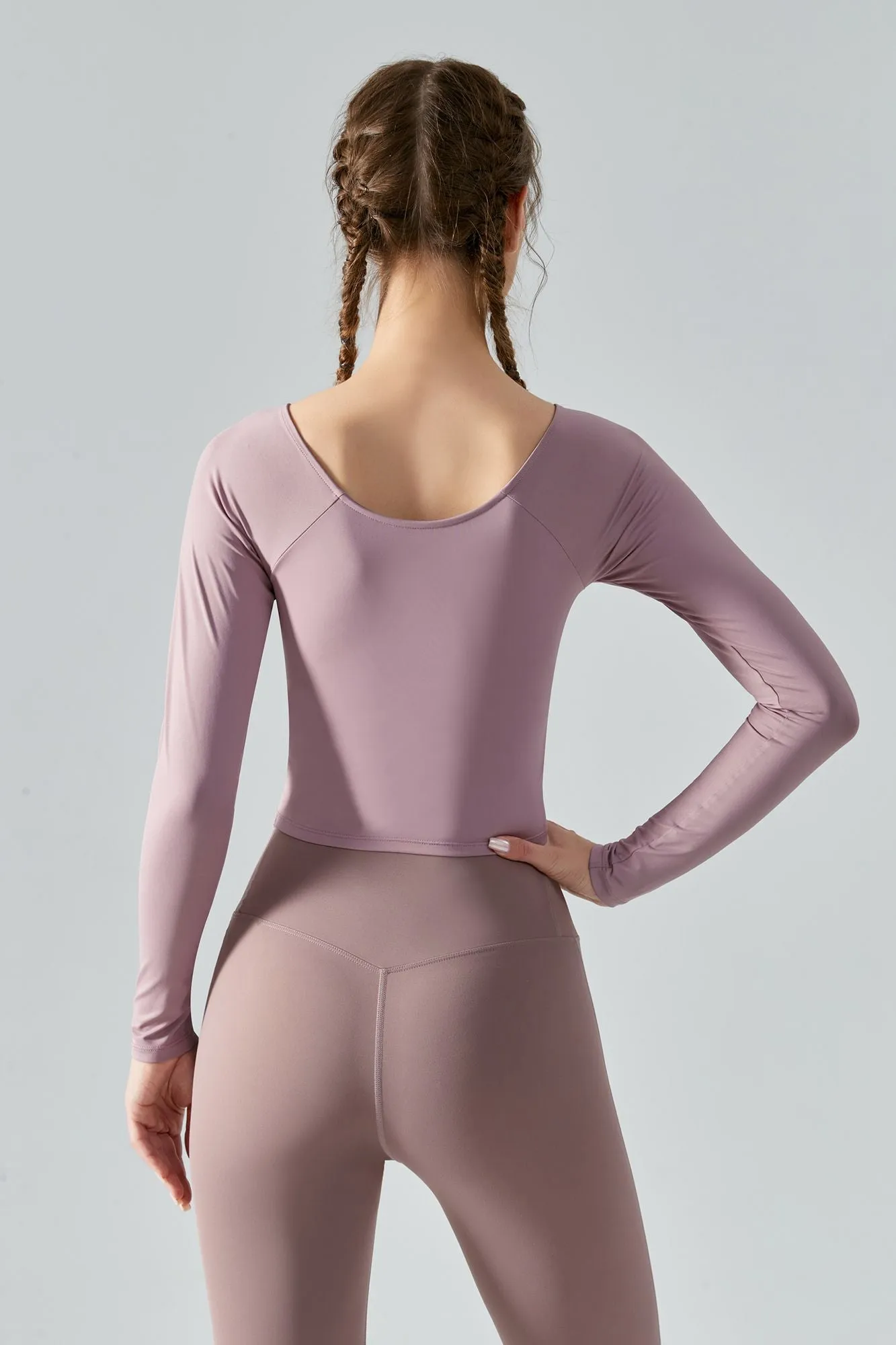 Long Sleeve Front Tie Wrap Detailing Yoga Top