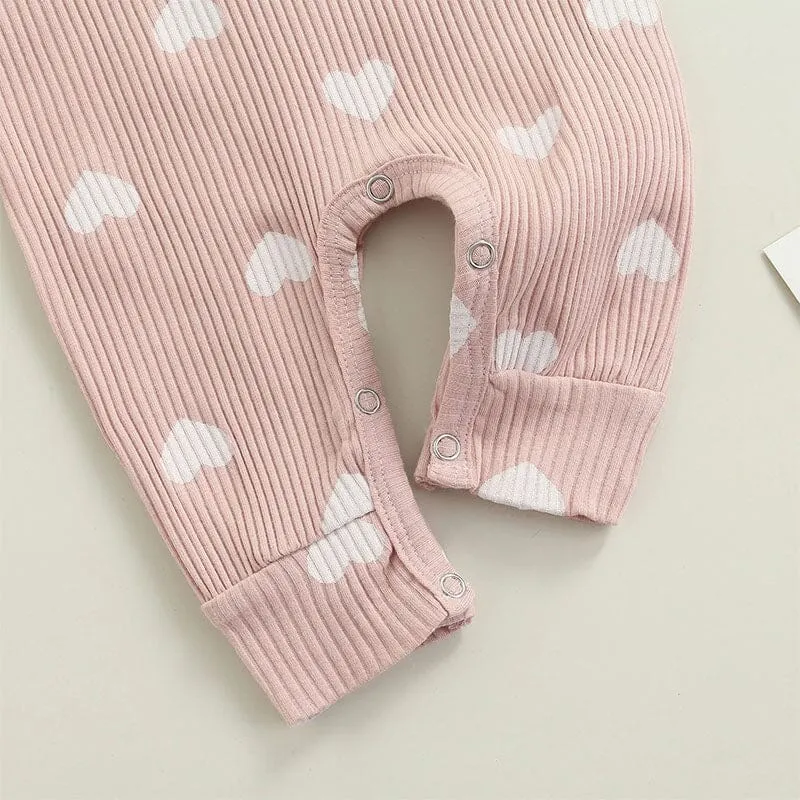 Long Sleeve Pink Hearts Baby Jumpsuit