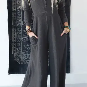 Long Sleeve Wide Leg Jumpsuit