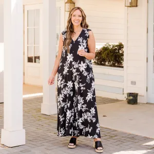 Lushly Blooming Jumpsuit, Black