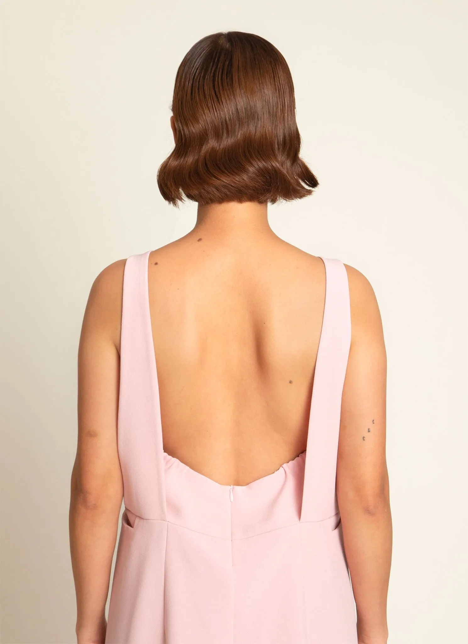 Mỹ A Open Back Pocket Jumpsuit in Soft Pink