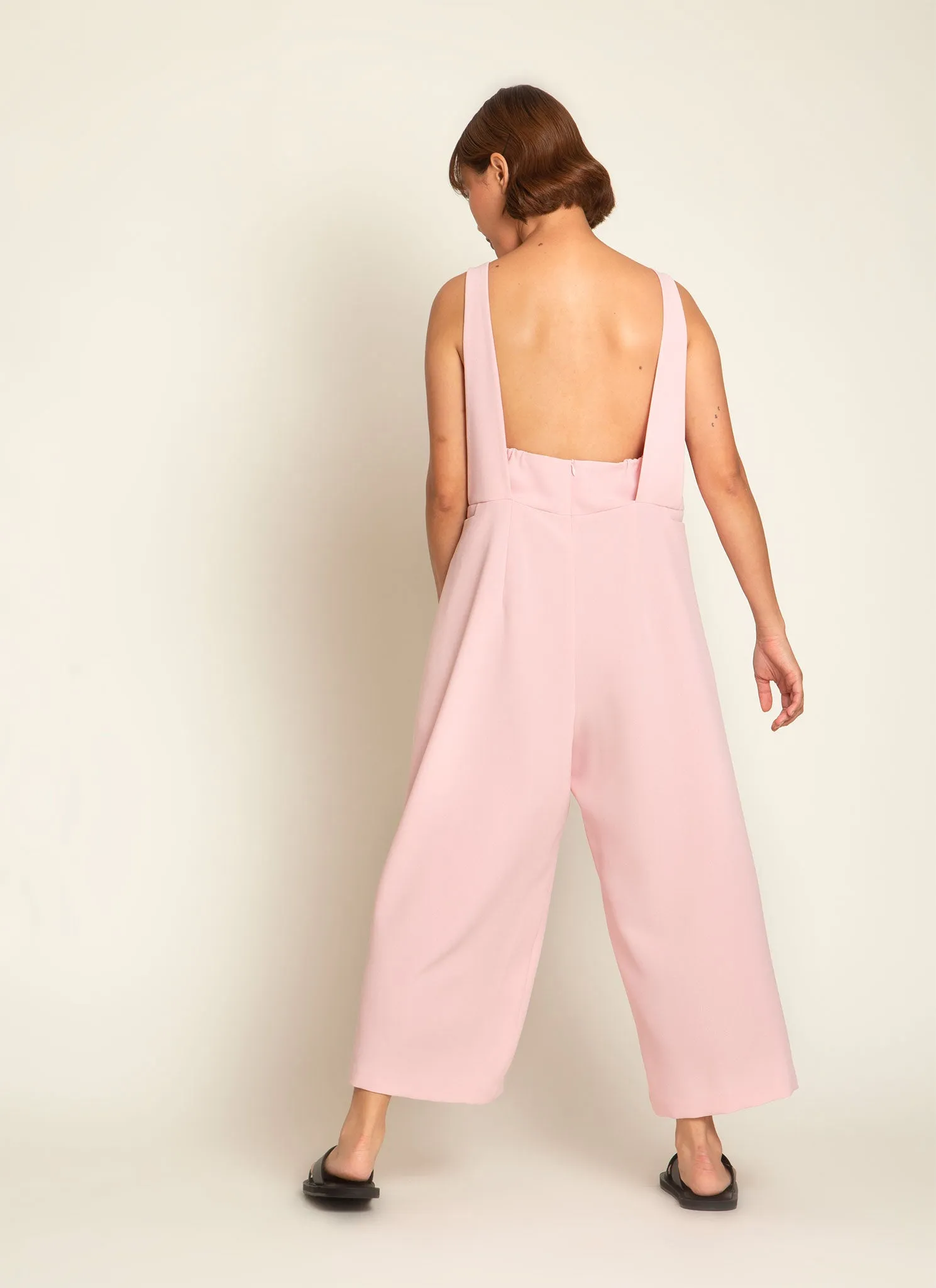 Mỹ A Open Back Pocket Jumpsuit in Soft Pink