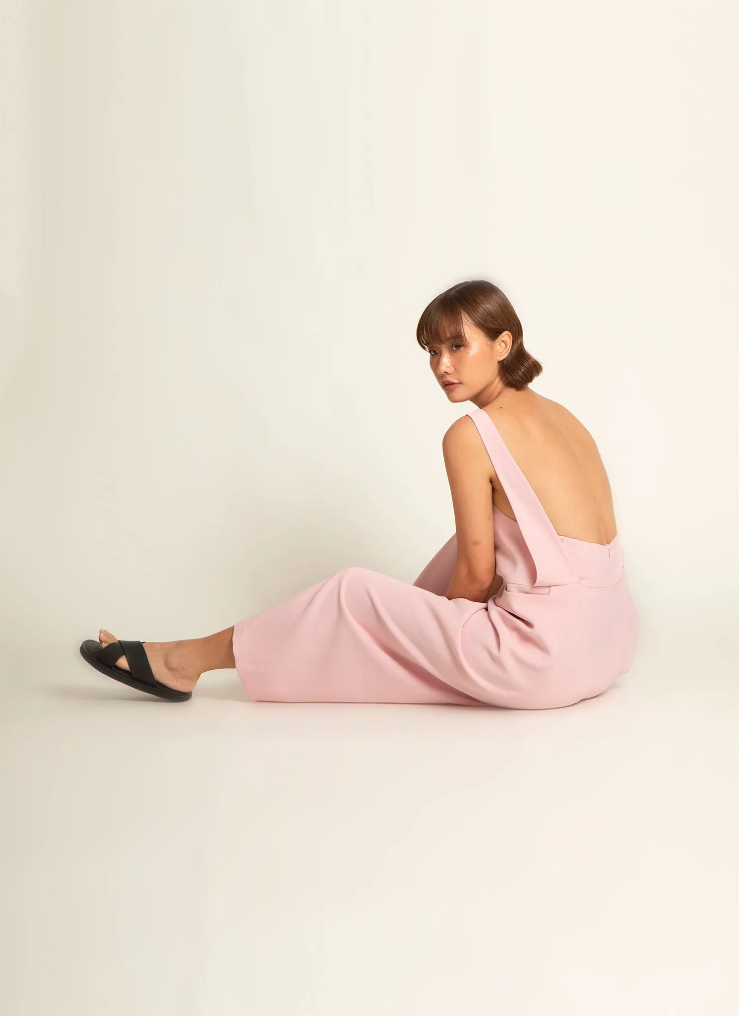 Mỹ A Open Back Pocket Jumpsuit in Soft Pink