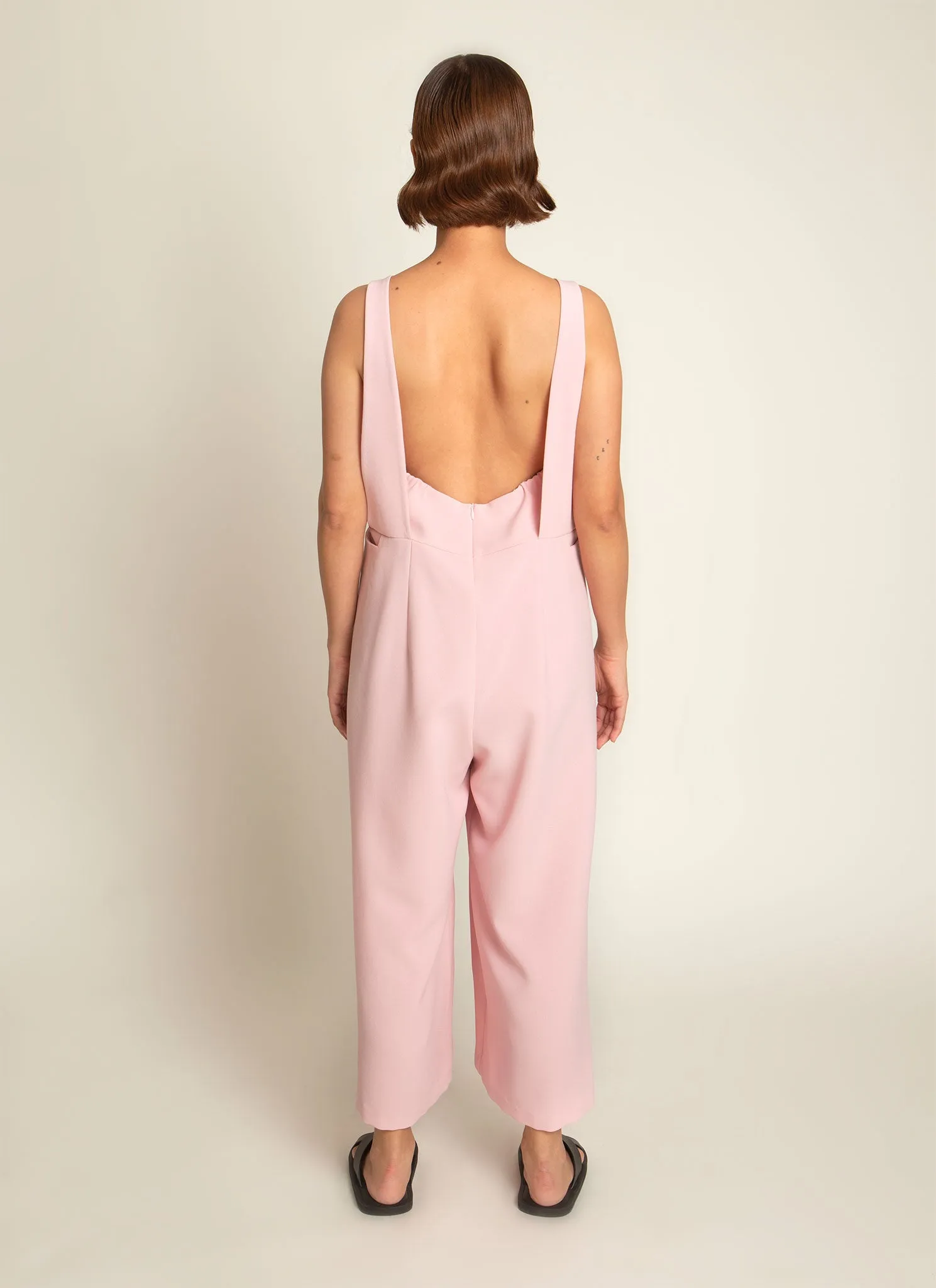 Mỹ A Open Back Pocket Jumpsuit in Soft Pink