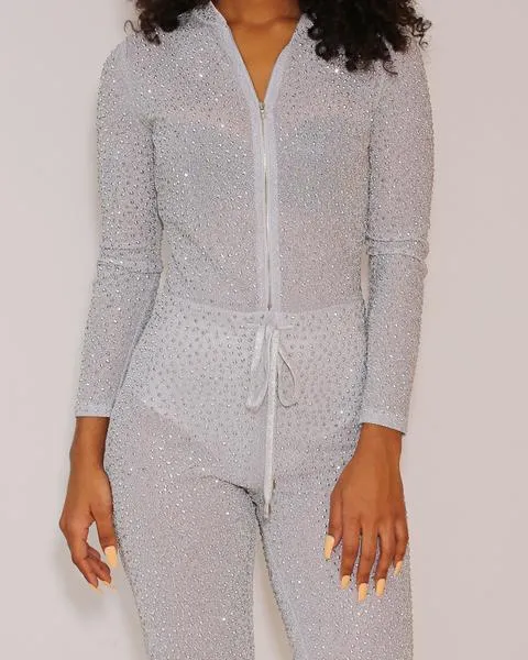 Makayla - Shiny Bright Rhinestone Jumpsuit