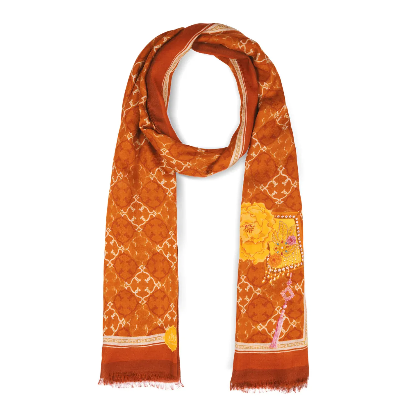 Manchurian Elegance Long Scarf - Bronze