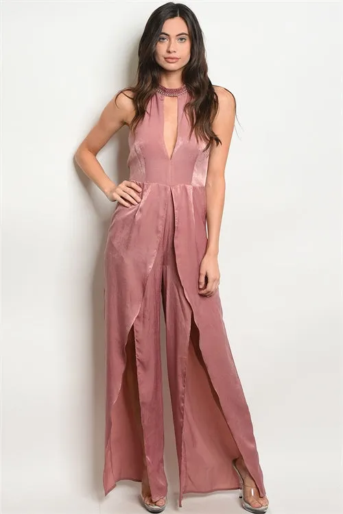 Mauve Satin Jumpsuit