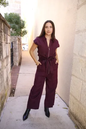 Maxine Short Sleeve Cargo Jumpsuit Fig