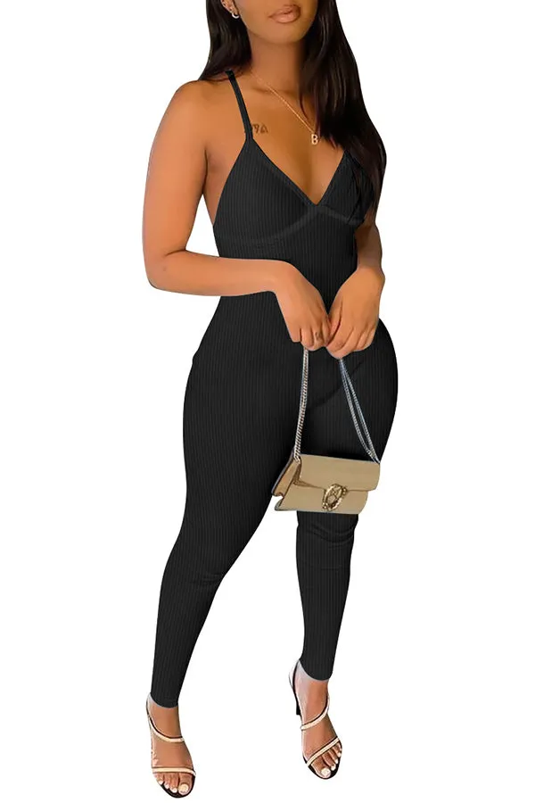 MB FASHION RIBBED SEAMLESS JUMPSUIT SOLID 0279LY